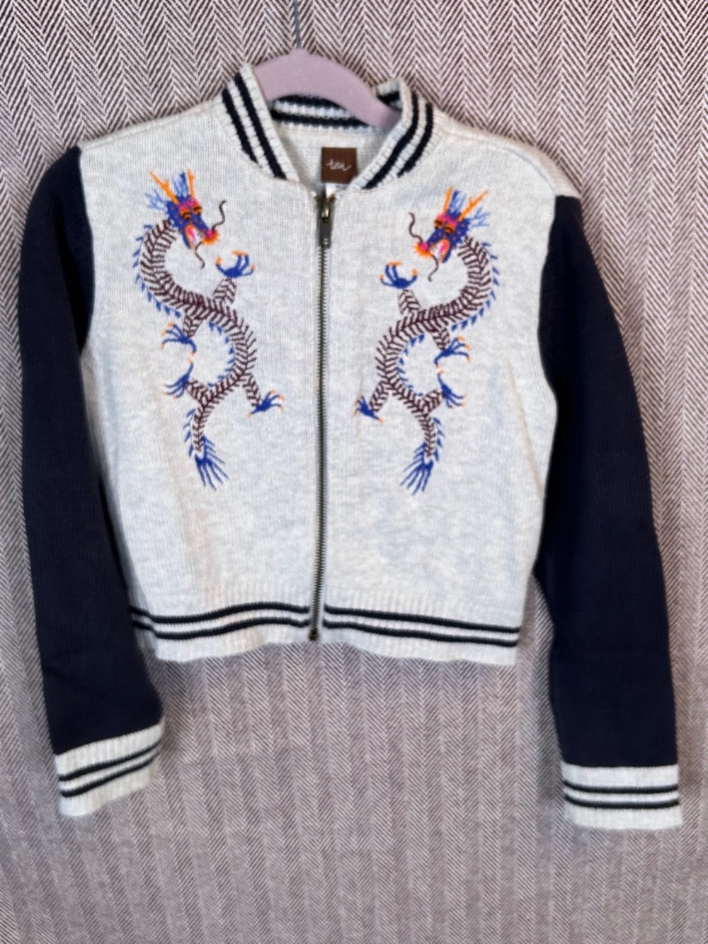 Dragon Embroidered Zip Up Sweater jacket